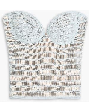 Magda Butrym Strapless Cropped Crocheted Cotton-Blend Bustier Top - White