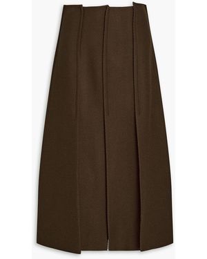 Proenza Schouler Diane Pleated Twill Midi Skirt - Brown