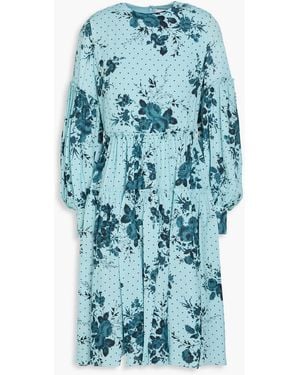 Erdem Printed Crepe Midi Dress - Blue