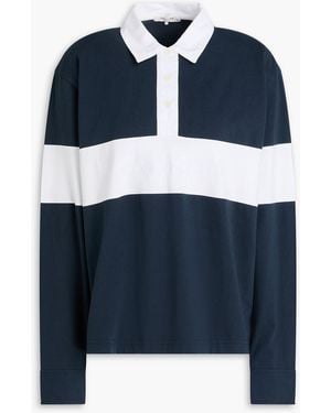 Rag & Bone Striped Cotton-Jersey Polo Shirt - Blue