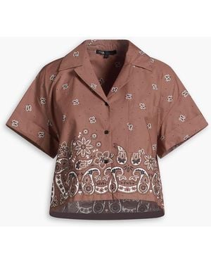 Maje Crystal-Embellished Paisley-Print Cotton-Poplin Shirt - Brown