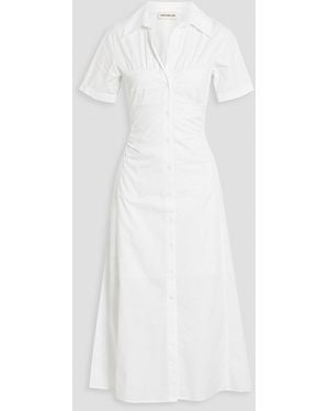 Nicholas Gathered Cotton-Poplin Midi Shirt Dress - White