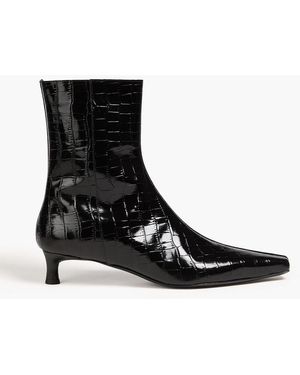 By Malene Birger Micella Croc-effect Leather Ankle Boots - Black
