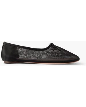 Loeffler Randall Landon Soft Bow-Detailed Mesh Ballet Flats - Black