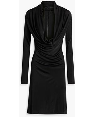 Helmut Lang Draped Stretch-satin Dress - Black