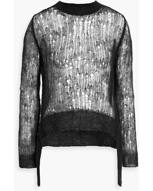 Simone Rocha Open-Knit Mohair-Blend Top - Black