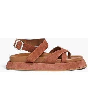 GIA RHW Suede Platform Sandals - Brown