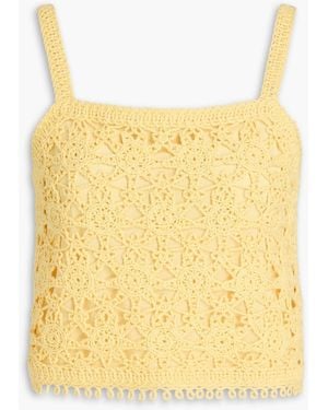 Maje Cropped Crocheted Cotton Top - Yellow