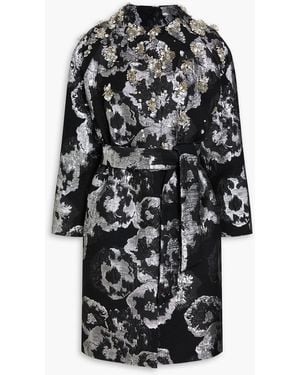 Jenny Packham Embellished Cotton-Blend Jacquard Coat - Black