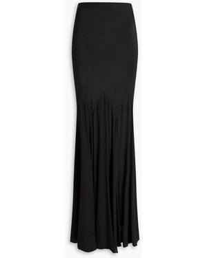 Saloni Pleated Silk Crepe De Chine Maxi Skirt - Black