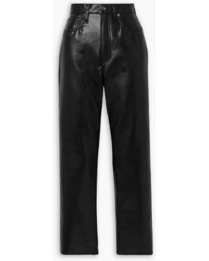 Agolde 90s Pinch Waist Leather-blend Straight-leg Pants - Black