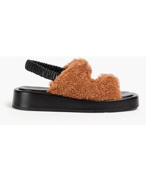Elleme Gemini Shearling Slingback Sandals - White