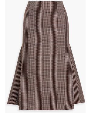 Emilia Wickstead Queenie Prince Of Wales Checked Tweed Midi Skirt - Brown