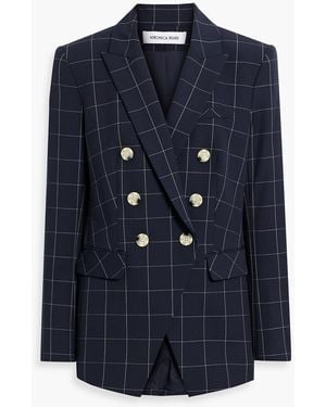 Veronica Beard Charleson Dickey Double-Breasted Checked Crepe Blazer - Blue
