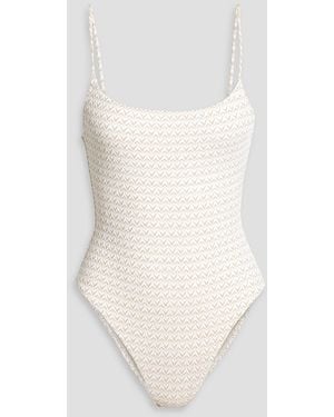 Solid & Striped The Renna Metallic Stretch-Jacquard Swimsuit - White