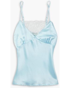 MAISON ESSENTIELE 90s It Girl Lace-trimmed Silk-satin Camisole - Blue