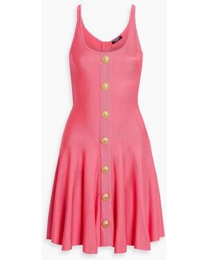 Balmain Embellished Knitted Mini Dress - Pink