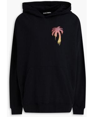 Palm Angels Printed French Cotton-terry Hoodie - Black