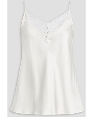Maje Lace-Paneled Satin Camisole - White