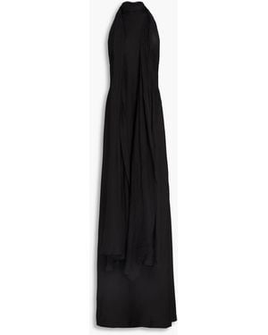 Halston Speranza robe aus satin und chiffon mit drapierung - Schwarz