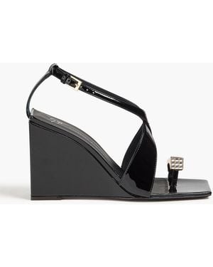 Giuseppe Zanotti Crystal-embellished Patent-leather Wedge Sandals - Black