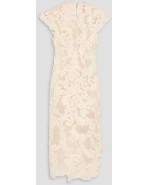 Zimmermann Velvet And Tulle Midi Dress - Natural