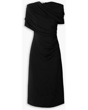 Stella McCartney Draped Cape-Effect Stretch-Jersey Midi Dress - Black