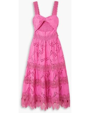 Waimari Jane Cutout Lace-trimmed Broderie Anglaise Cotton Maxi Dress - Pink