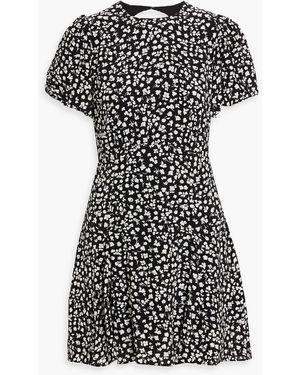 Solid & Striped The Gael Cutout Printed Crepe Mini Dress - Black