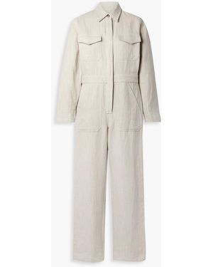 Rivet Utility Powerhouse Herringbone Linen And Cotton-blend Jumpsuit - White