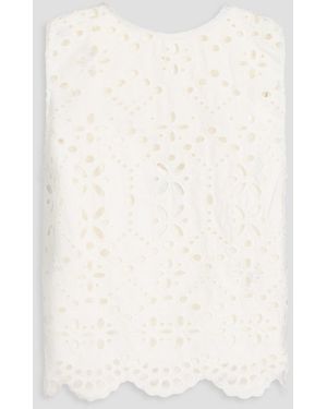Veronica Beard Adelyn Scalloped Broderie Anglaise Cotton Top - Natural