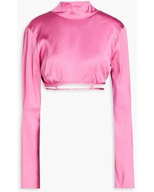 Jacquemus Mentalo Cropped Cutout Satin Top - Pink