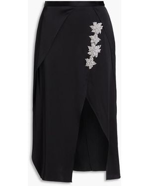 Christopher Kane Crystal-Embellished Satin Midi Skirt - Black
