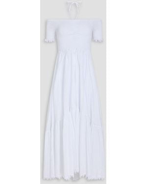 Charo Ruiz Off-The-Shoulder Cotton-Blend Poplin Maxi Dress - White