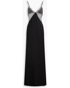 David Koma Crystal-embellished Tulle-paneled Satin Gown - Black