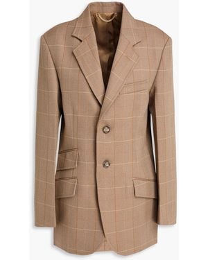 Victoria Beckham Checked Wool Blazer - Brown