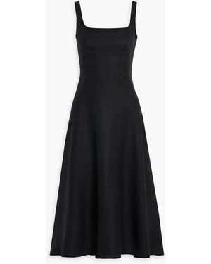 Another Tomorrow Linen Midi Dress - Black