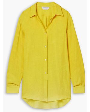 Gabriela Hearst Reyes Herringbone Cashmere And Silk-Blend Shirt - Yellow