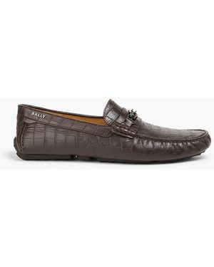 Bally Dravil Croc-Effect Leather Driving Shoes - Brown