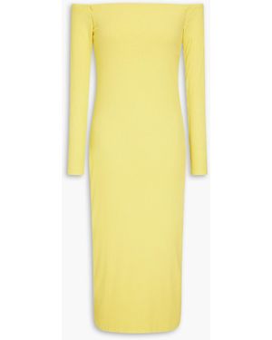Enza Costa A Coste Off-the-shoulder Ribbed Jersey Midi Dress - Yellow