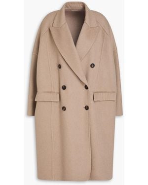 Brunello Cucinelli Double-Breasted Cashmere-Felt Coat - Natural