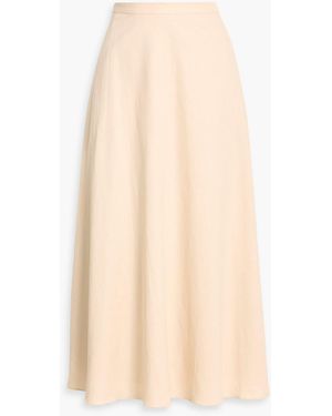 Mikael Aghal Cotton And Linen-Blend Midi Skirt - Natural