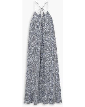 Joslin Studio Isobel Pleated Floral-print Silk Maxi Dress - Grey