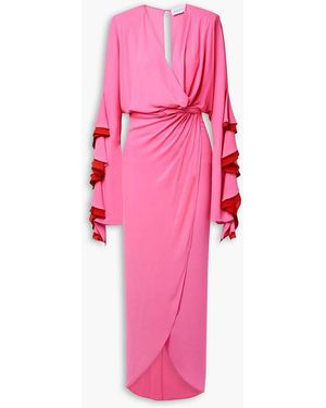 Nervi Naomi Draped Ruffled Cutout Crepe Maxi Dress - Pink