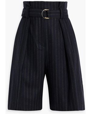 3.1 Phillip Lim Belted Pinstriped Wool-blend Shorts - Blue