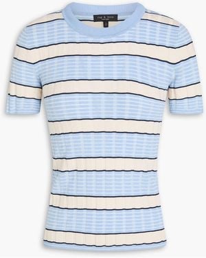 Rag & Bone Eloise Striped Ribbed-Knit Top - Blue