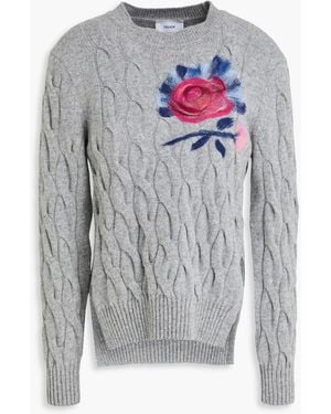 Erdem Embroidered Cable-knit Wool-blend Jumper - Grey