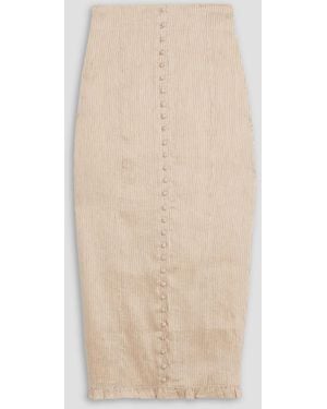 Joslin Studio Eden Ruffled Striped Linen And Silk-Blend Midi Skirt - Natural