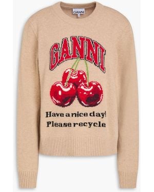 Ganni Intarsia-knit Jumper - Pink