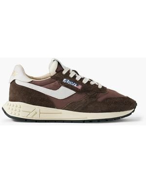 Autry Reelwind Low Leather-Trimmed Suede And Shell Sneakers - Brown